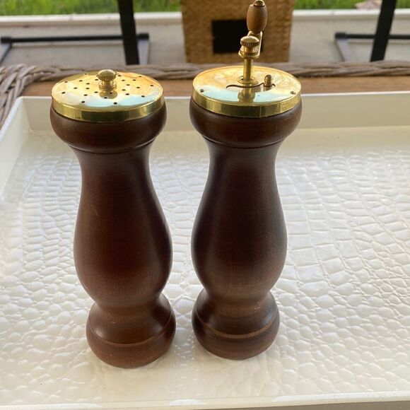 Unique Vintage Other - Vintage Wooden 1960’s Salt Shaker & Pepper Grinder Set